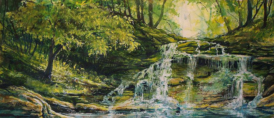 Waterfall In The Woods Painting