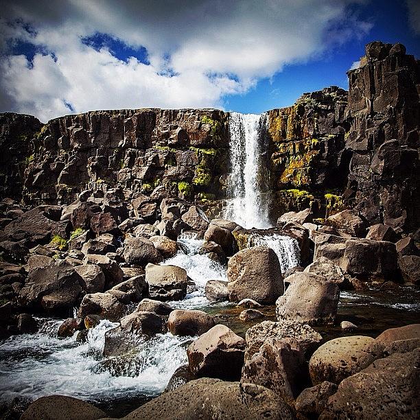 Nature Photograph - Waterfall In Thingvellir National Park by Bob Rives