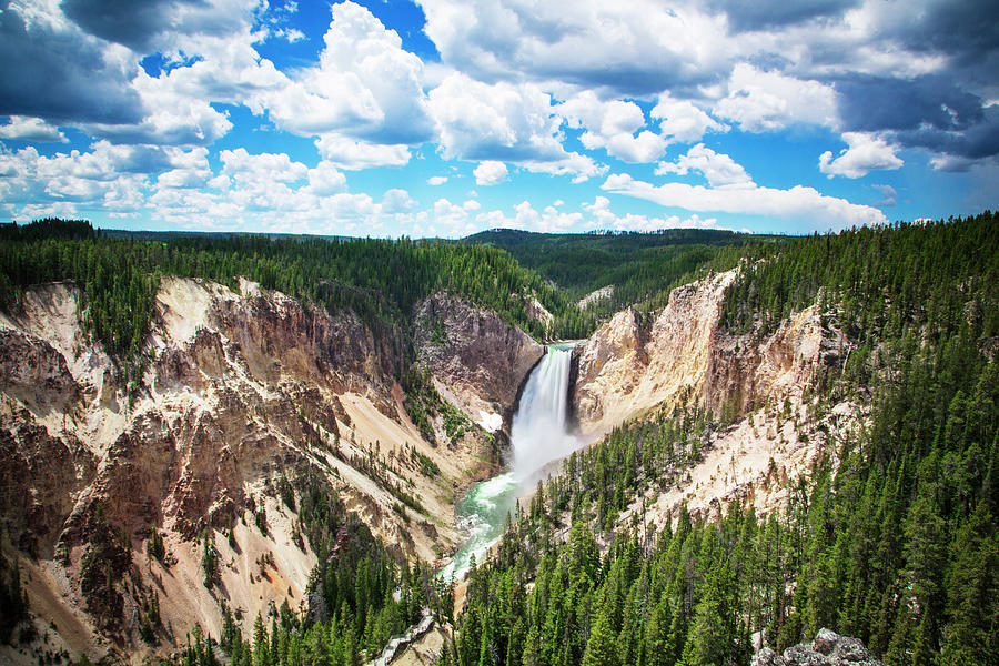 Waterfall In Yellowstone River Photograph by Xavier Arnau Serrat - Fine ...