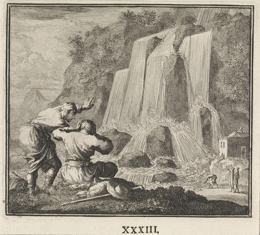 Waterfall, Jan Luyken Drawing by Jan Luyken - Fine Art America