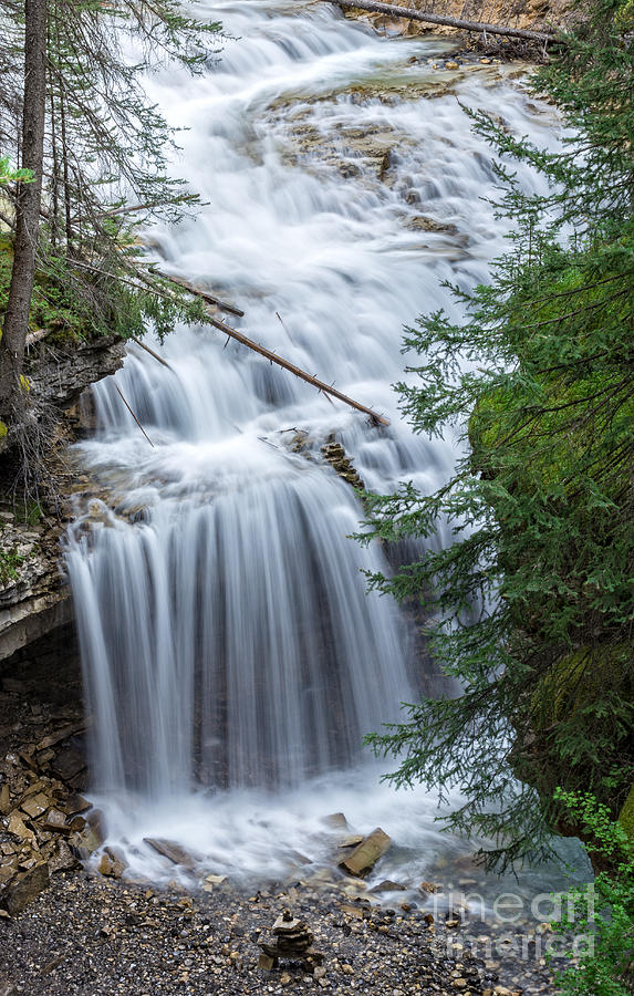 Waterfall Johnston Canyon Banff National Park Photograph by Edward Fielding