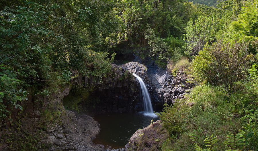 Waterfall just off the road to Hana Photograph by Marek Poplawski