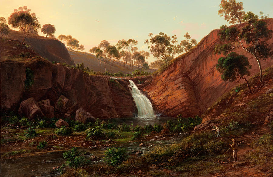 Vintage Painting - Waterfall on the Clyde River - Tasmania by Mountain Dreams