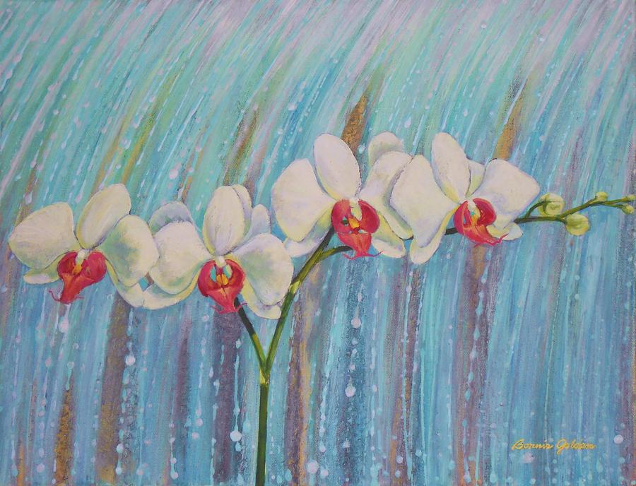 Waterfall Orchid Painting by Bonnie Golden - Pixels