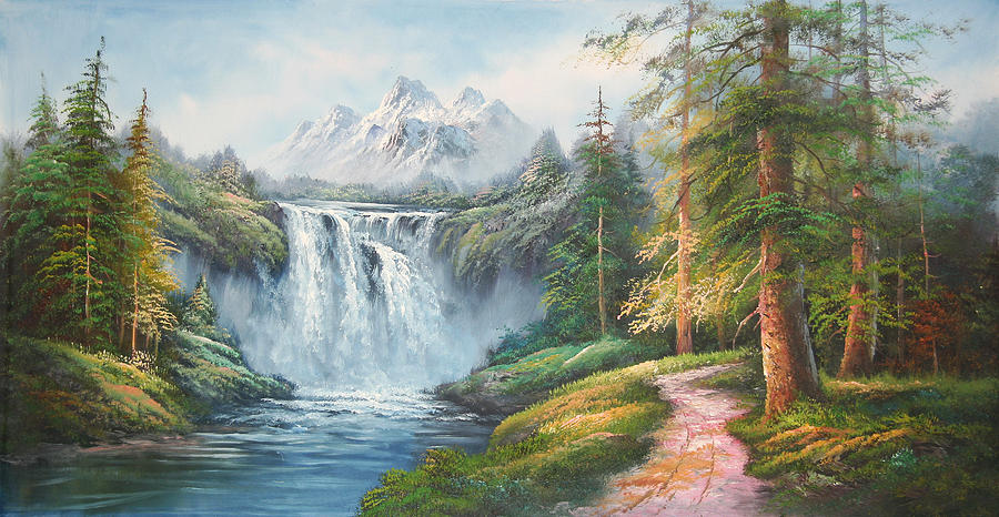 Waterfall Path In The Forest Painting By Unknown - Fine Art America