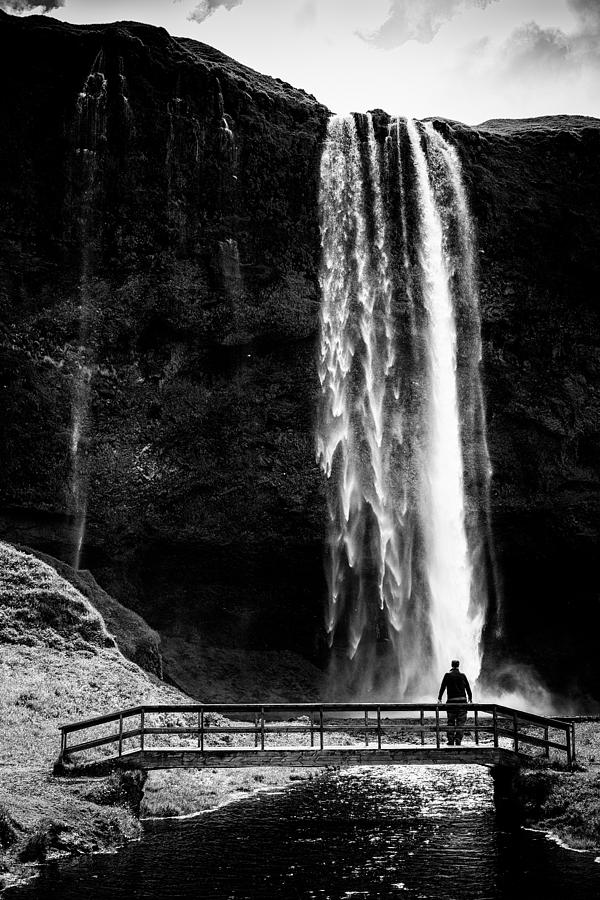Waterfall Seljalandsfoss Iceland black and white stark contrast Photograph by Matthias Hauser