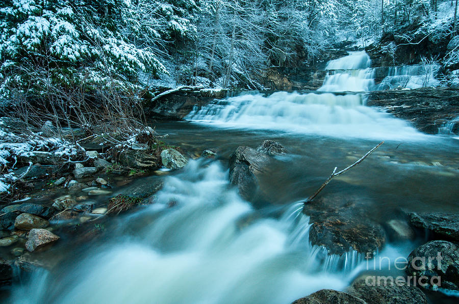 Waterfall - Snowy Twilight on Falls Brook  Photograph by JG Coleman
