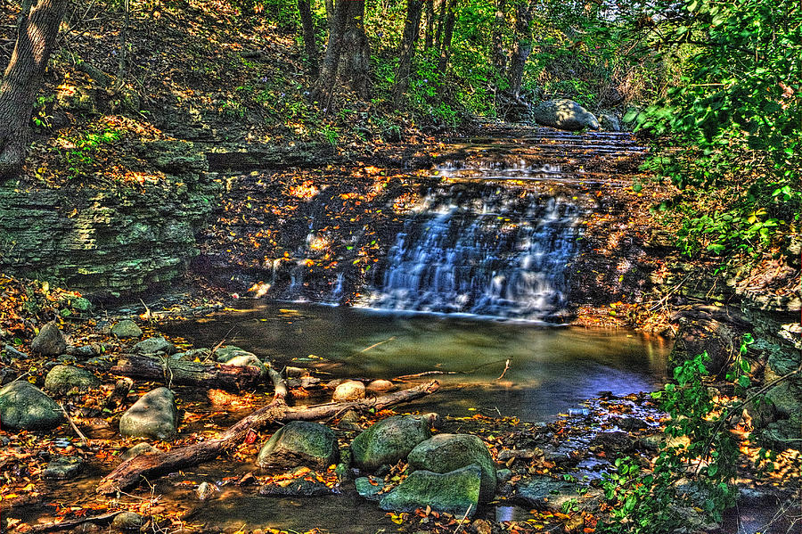 Fall Photograph - Waterfall South Elgin IL by Roger Passman
