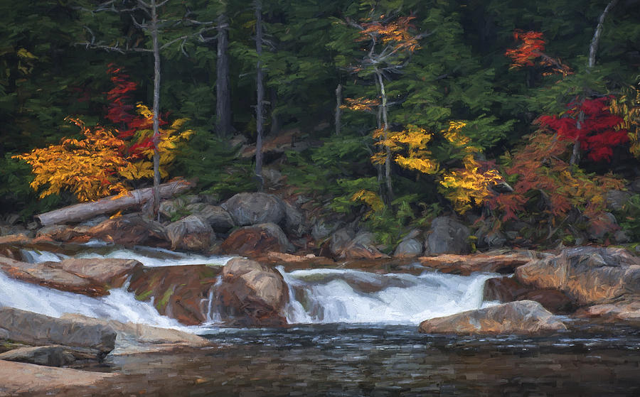 Waterfall - White Mountains - New Hampshire Mixed Media by Jean-Pierre Ducondi