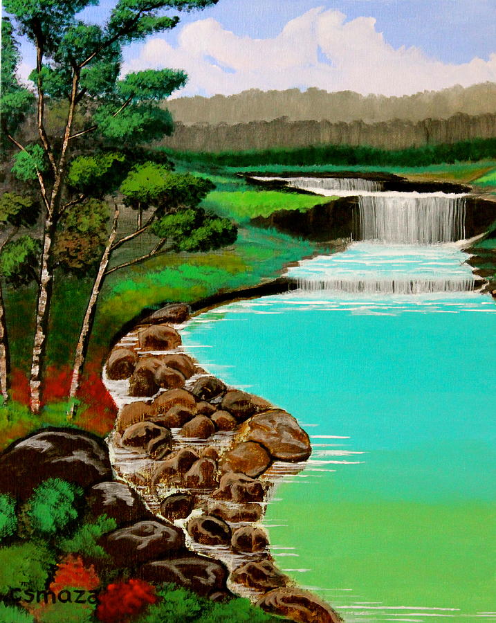 Waterfalls Painting by Cyril Maza