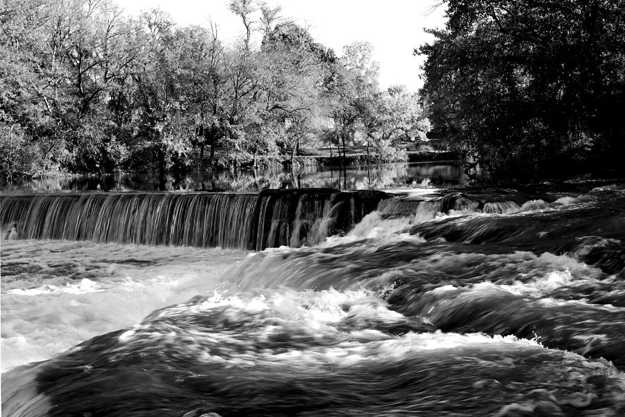 Waterfalls in Autumn Black And White Original Fine Art Landscape Photography Print as a Gift Photograph by Jerry Cowart