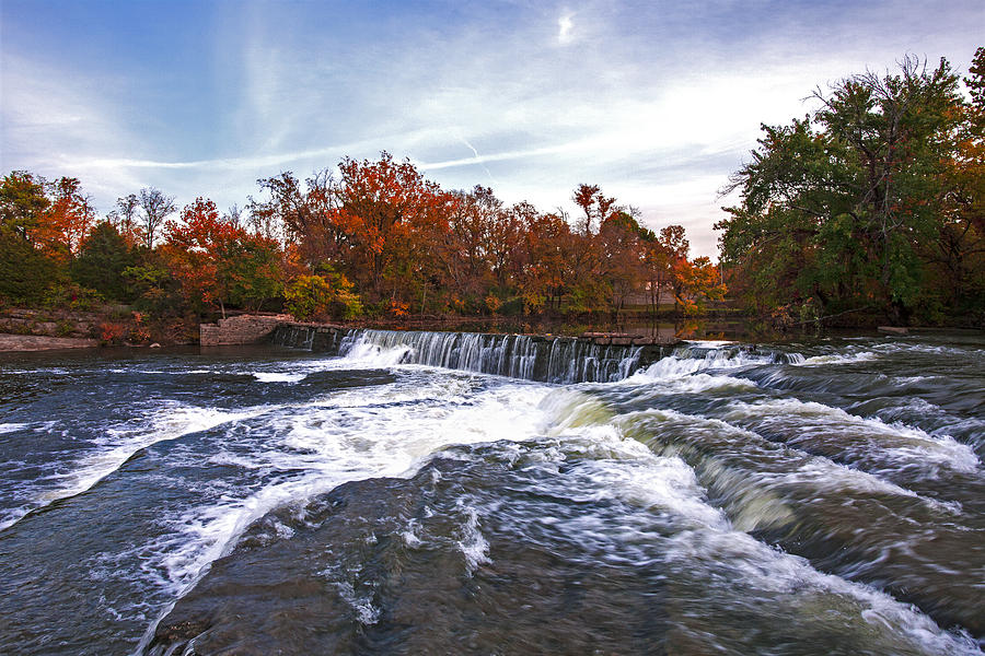 Tree Photograph - Waterfalls in Autumn on the Stones River Fine Art Photography Print  by Jerry Cowart