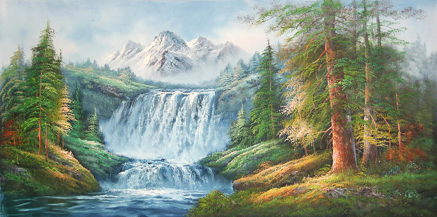 Waterfalls In The Froest Painting by Unknown - Fine Art America