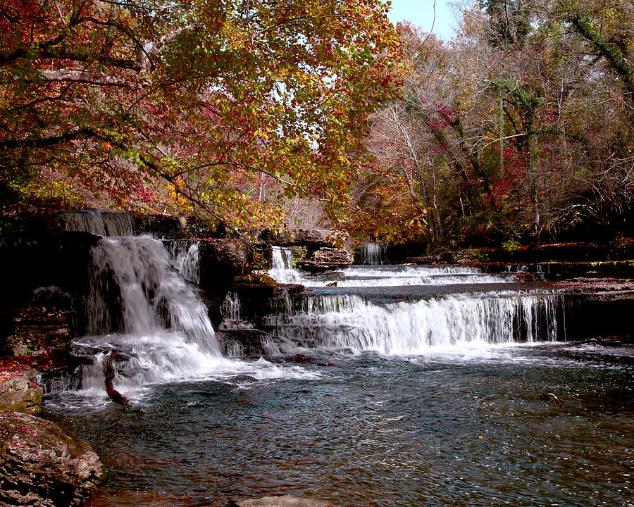 Waterfalls Photography in Autumn on the Duck River Tennessee Fine Art Prints For The Holidays Photograph by Jerry Cowart