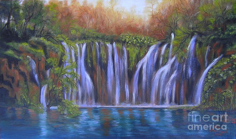 Waterfalls - Plitvice Lakes Painting by Vesna Martinjak