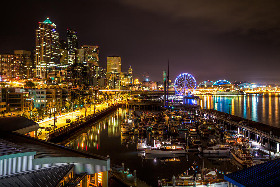Waterfront at Night Photograph by Tommy Farnsworth