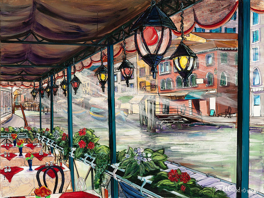 Contemporary Painting - Waterfront Cafe by TM Gand Contemporary Painting - Waterfront Cafe by TM Gand