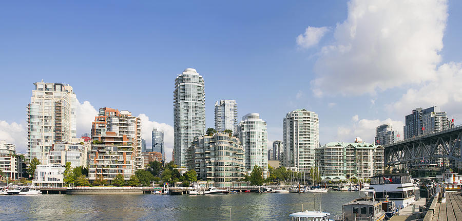 Boat Photograph - Waterfront Living by Granville Island Bridge Vancouver BC by Jit Lim