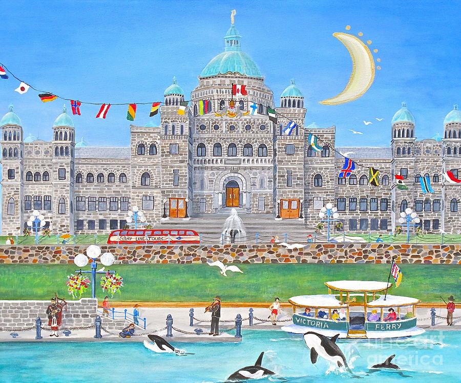 Victoria Bc Painting - Waterfront Welcome by Virginia Ann Hemingson