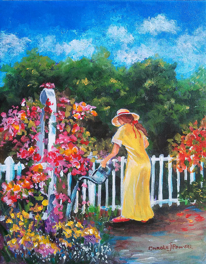 Watering Can Painting by Carole Powell