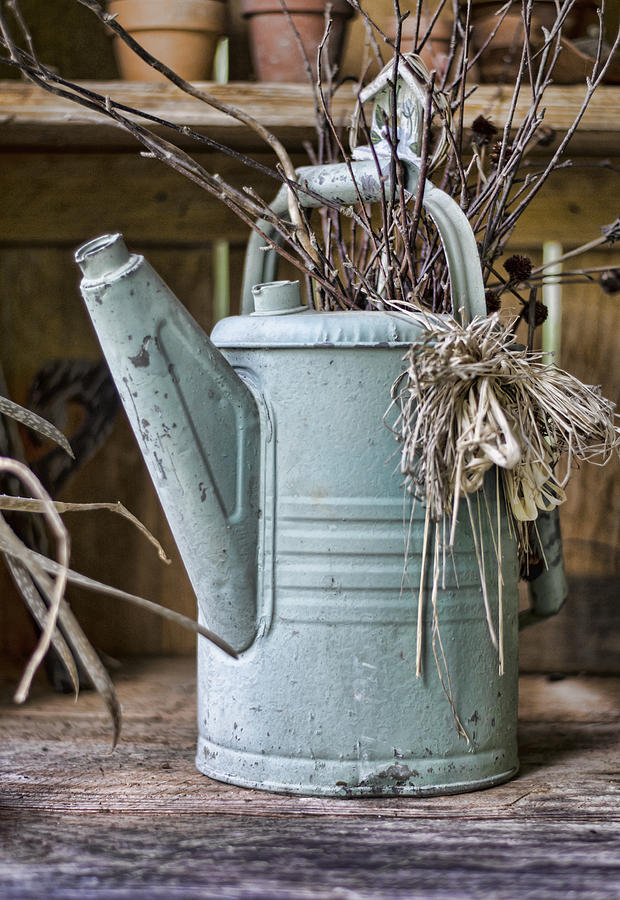 Garden Photograph - Watering Can Pot by Heather Applegate