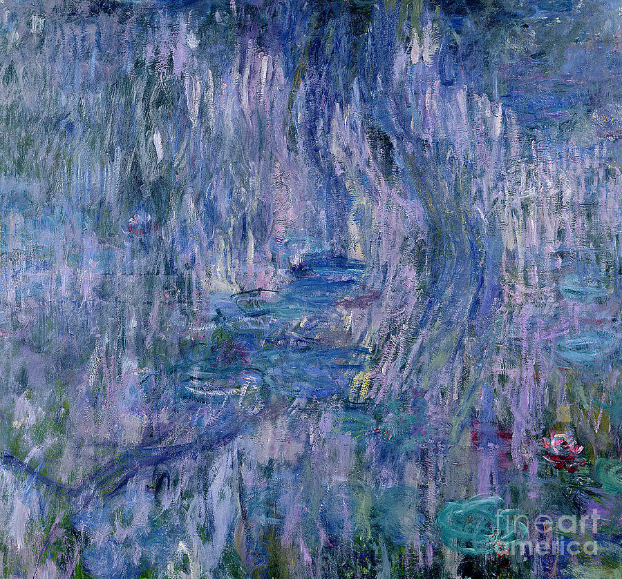Waterlilies and Reflections of a Willow Tree Painting by Claude Monet