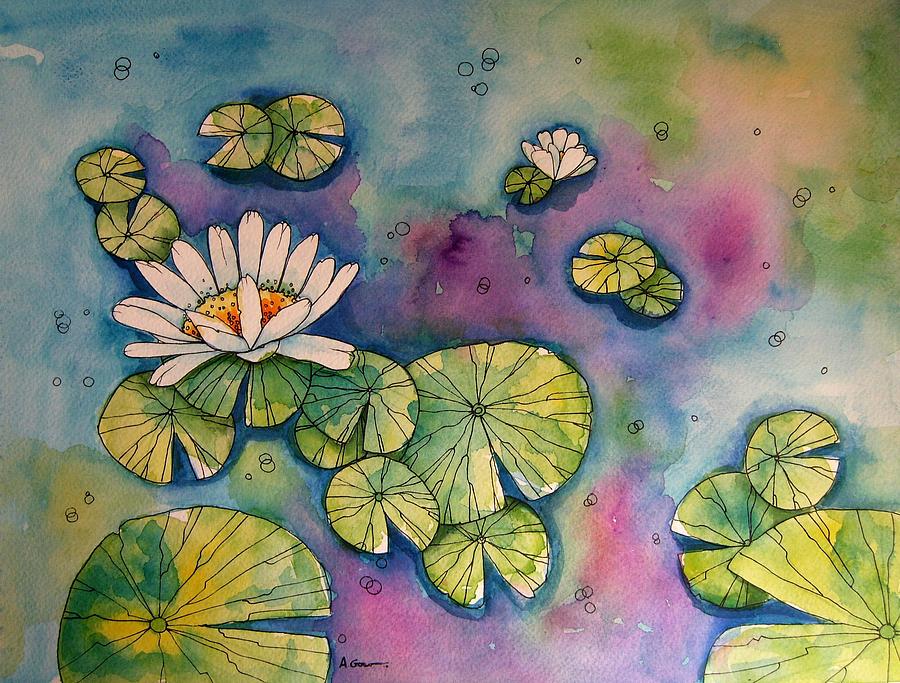 Waterlilies Painting by Angie Livingstone - Fine Art America