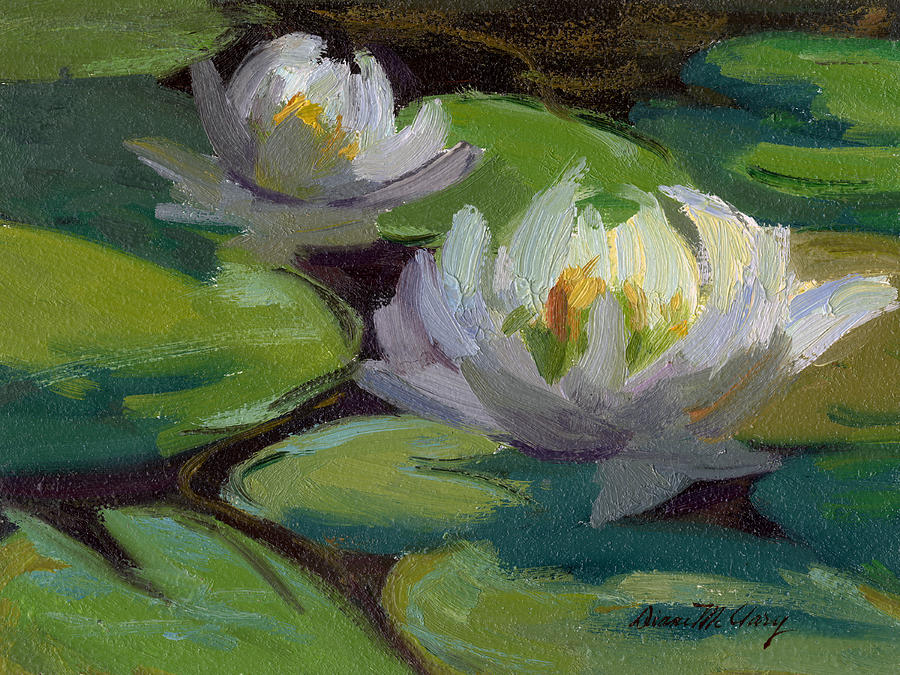Waterlilies at Martha Lake 1 Painting by Diane McClary
