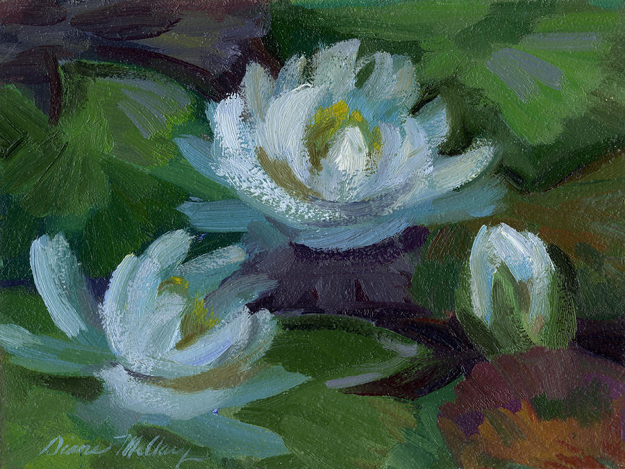 Waterlilies at Martha Lake 2 Painting by Diane McClary