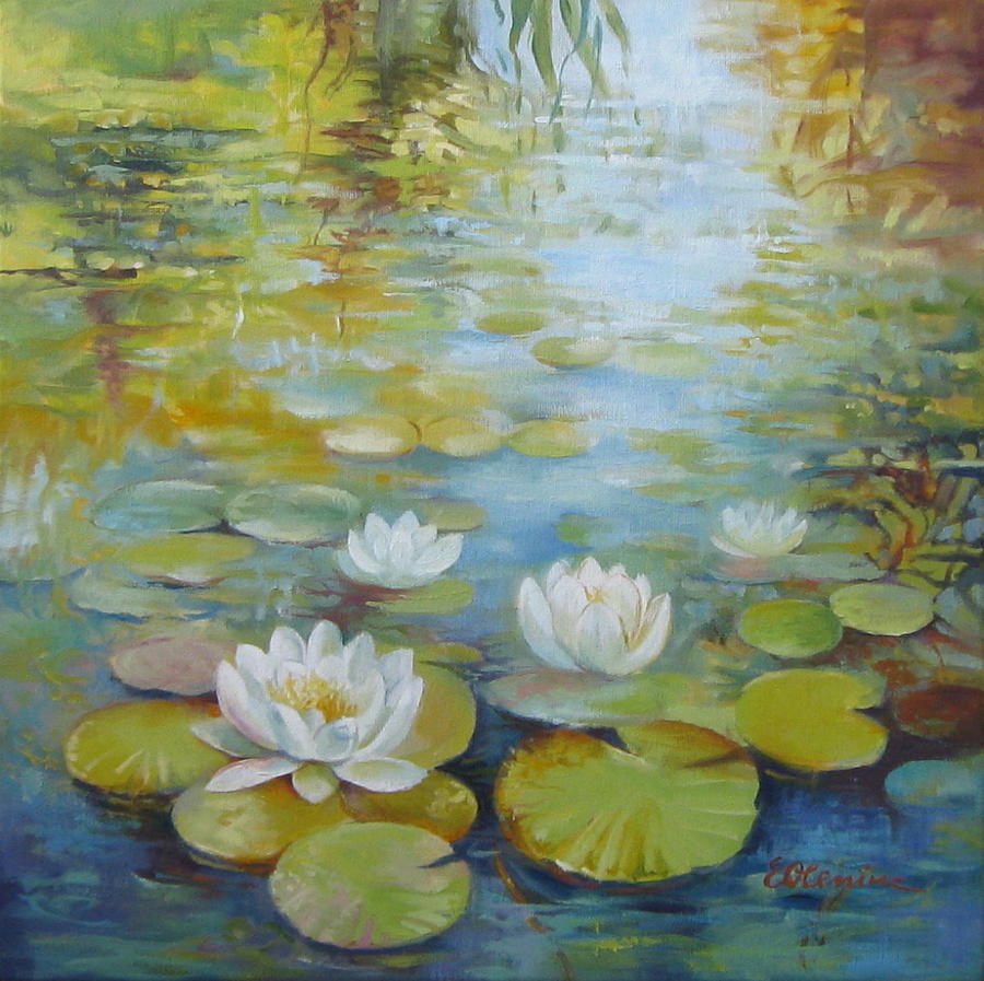 Lily Painting - Waterlilies by Elena Oleniuc