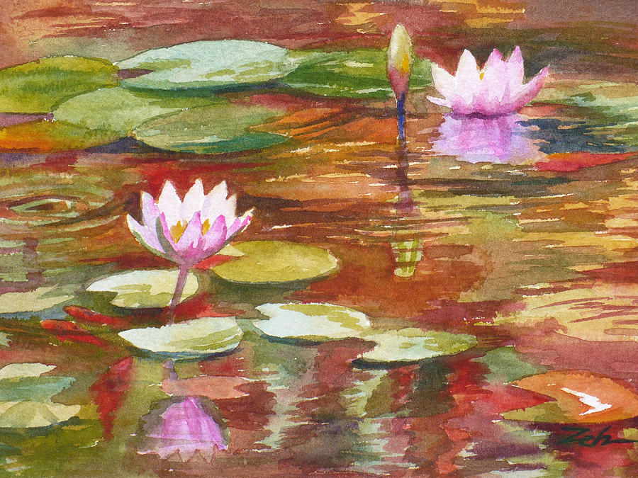 Waterlilies Painting by Janet Zeh