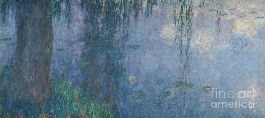 Waterlilies Morning with Weeping Willows by Claude Monet Painting by Claude Monet