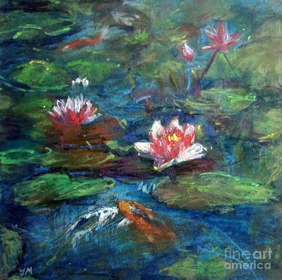 Waterlily In Water Painting by Jieming Wang