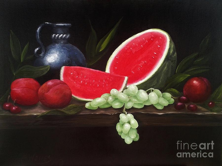 Watermelon and Fruit Painting by Michelle Welles