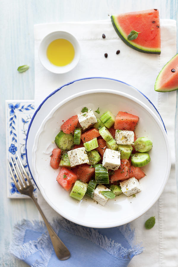 Watermelon Feta Salad Photograph by Ingwervanille