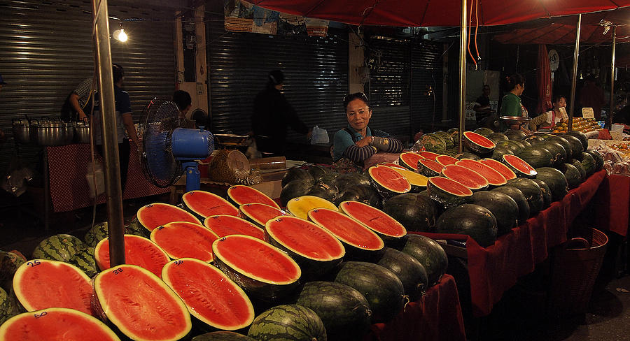 Watermelon Photograph - Watermelon in Thai Market by Duane Bigsby