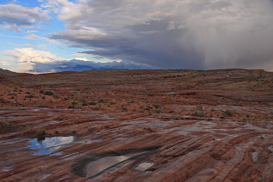 Waterpockets And Storm At The Valley Of Fire Photograph by Steve Wolfe