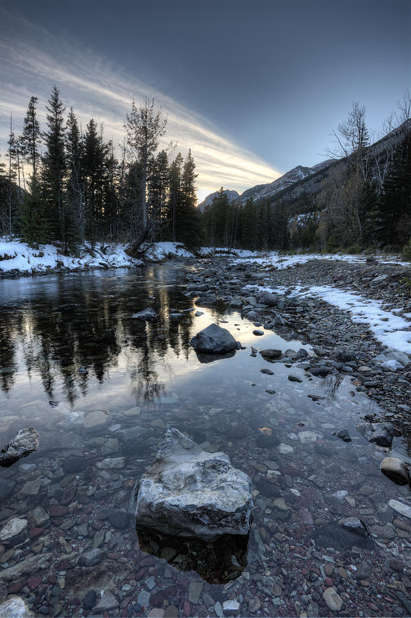 Nature Photograph - Waterton river in Winter by Mark Duffy