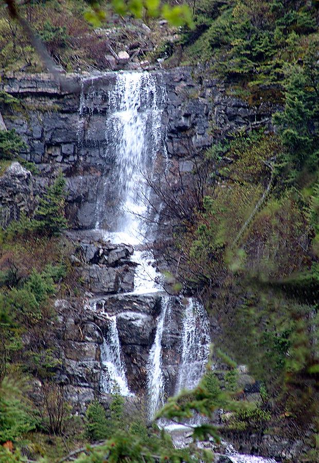 Janet Mixed Media - Waterton Waterfall by Janet Ashworth Janet Mixed Media - Waterton Waterfall by Janet Ashworth
