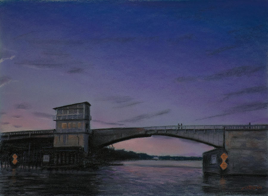 Waterway Bridge At Dusk Pastel by Christopher Reid