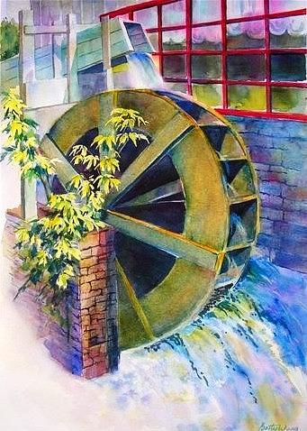 Waterwheel  Painting by Betty M M Wong