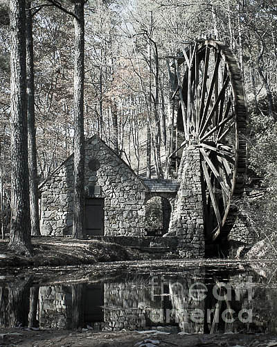 Black And White Photograph - Waterwheel by Caisues Photography