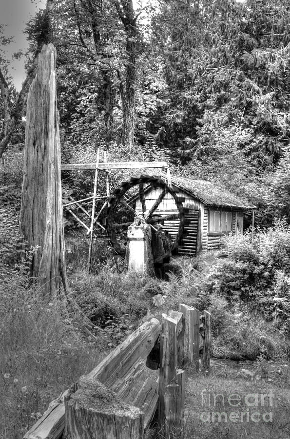 Waterwheel in Black and White Photograph by Sarah Schroder