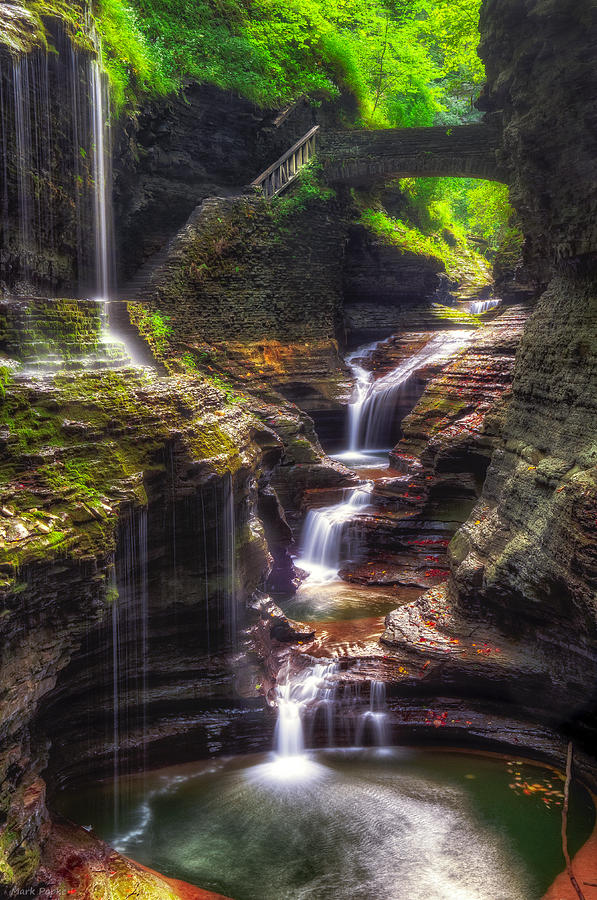 Nature Photograph - Watkins Glen Rainbow Falls by Mark Papke