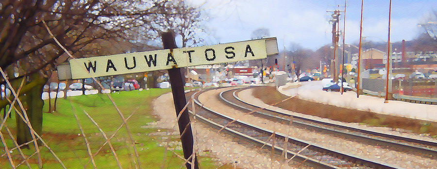 Wauwatosa Railroad Sign 2 Digital Art by Geoff Strehlow