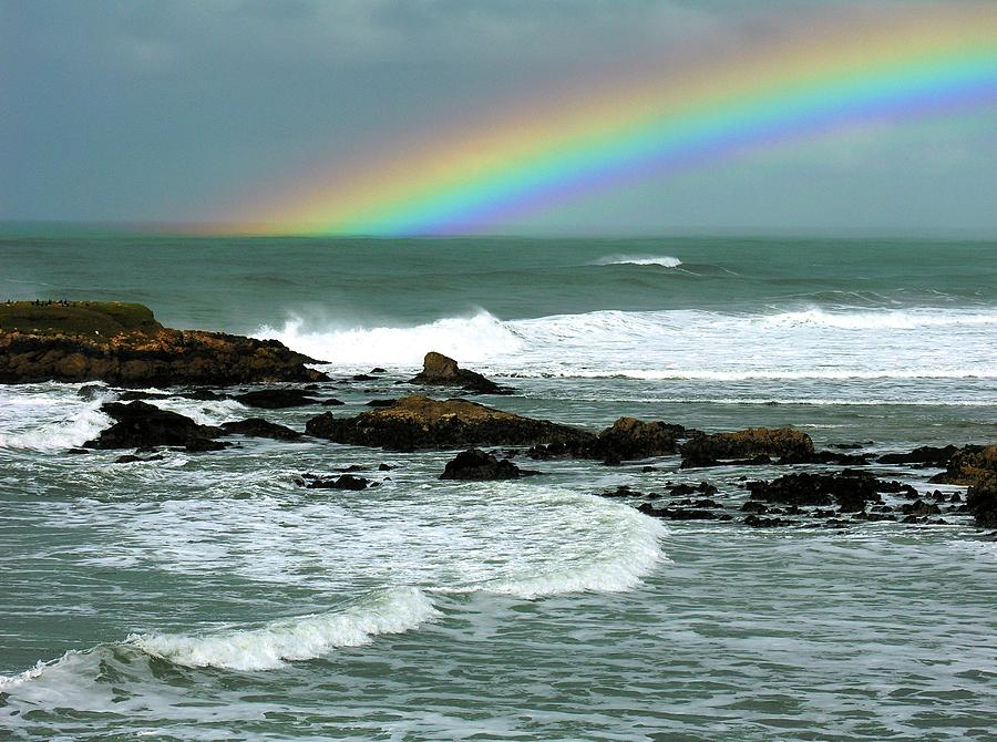 Landscape Photograph - WAVE and a RAINBOW by Ru Tover