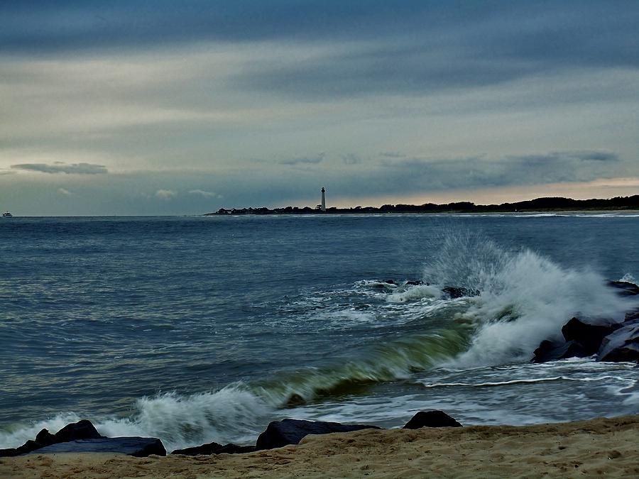 Wave Crashing at Cape May Cove Photograph by Ed Sweeney