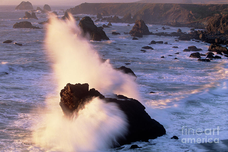 Wave Crashing on Sea Mount California Coast Photograph by Dave Welling
