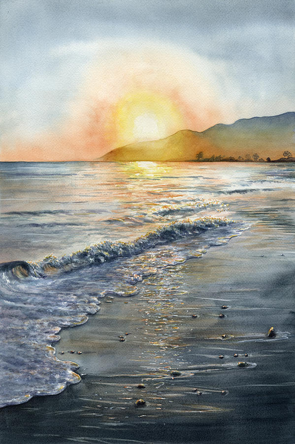 Sunset Painting - Wave by Karen Wright