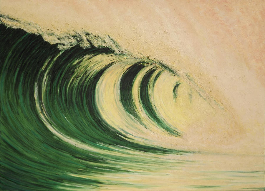 Beach Painting - WAVE Green/cream by Andy PYRAH